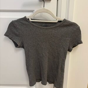 Brandy Melville Charcoal Ribbed Tee
